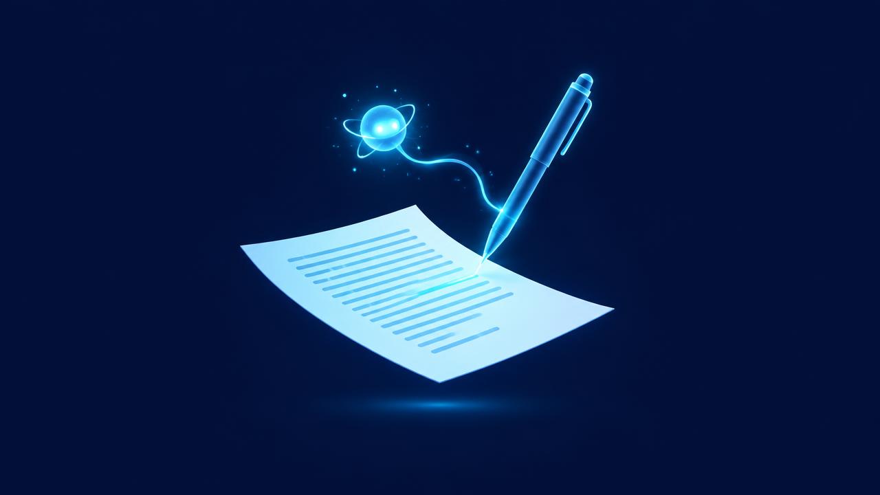 Pen writing a clearly structured article