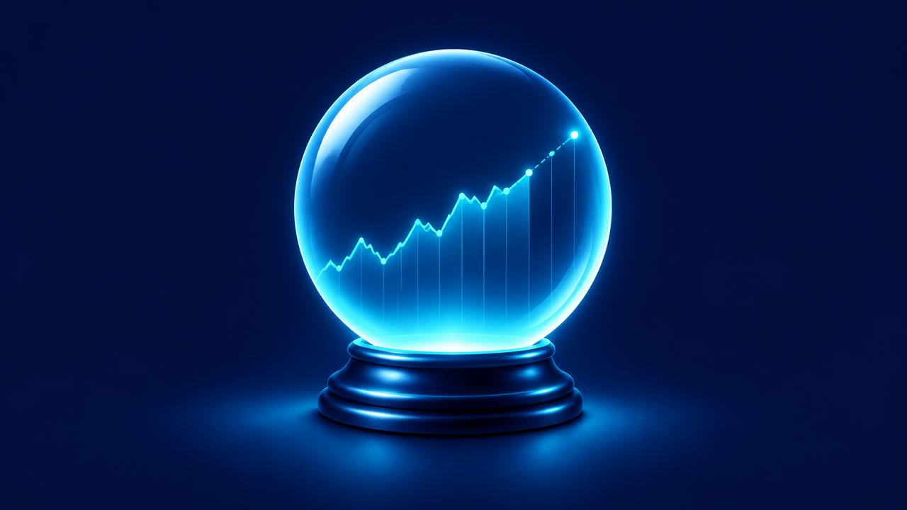 Crystal ball showing a rising forecast line