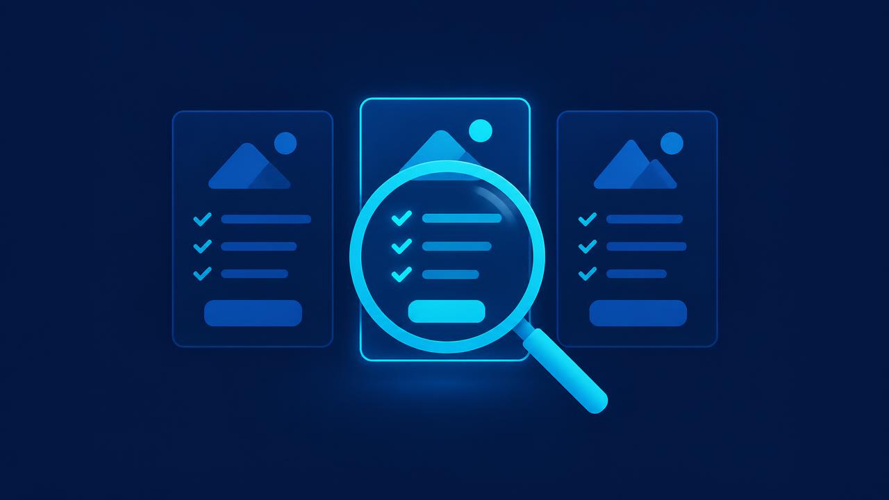Magnifying glass comparing three AI consulting proposals side by side